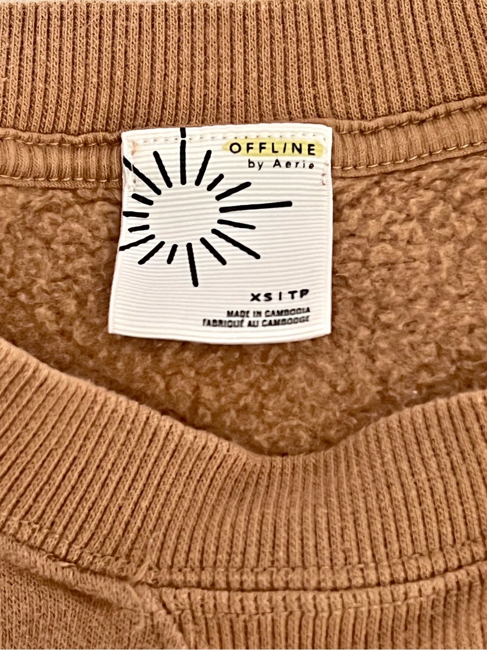 Aerie Brown Crewneck Sweatshirt Oversized Lounge Comfy XS - Picture 3 of 6